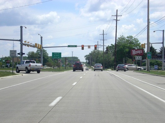 You are now facing the other direction (east) on Jackson and are about to cross Zeeb road.
